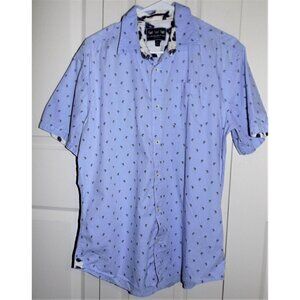 Charleston Threads M blue palm tree print button down cotton short sleeve